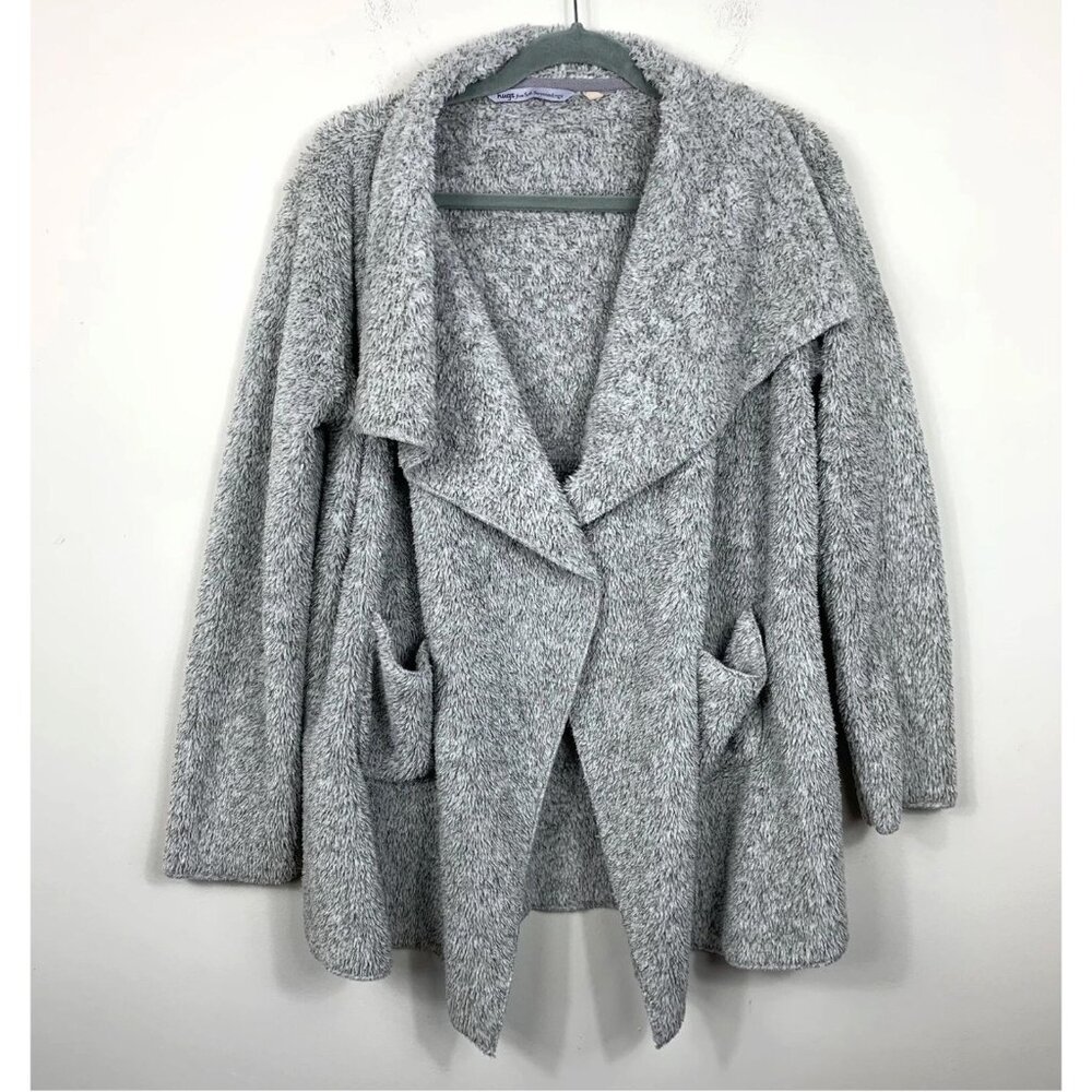 Hugs From Soft Surroundings Size M Fleece Cardigan‎ Sweater Pockets Cozy Lounge